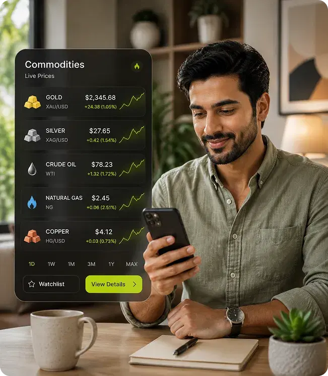 Investor checking live commodity prices in the BSL app