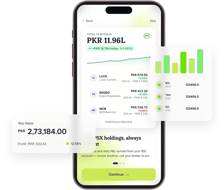 BSL trading app — portfolio, holdings, and market widgets
