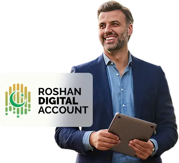 Overseas Pakistani investor with a tablet — Roshan Digital Account with BSL
