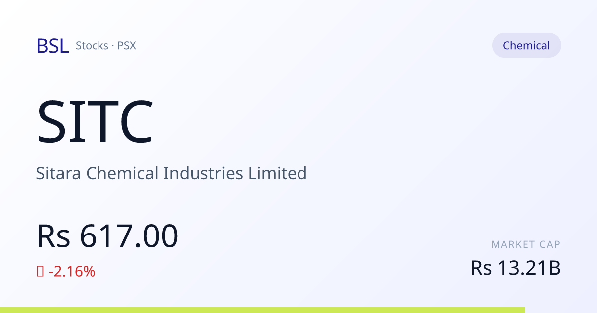 Sitara Chemical Industries (SITC) Share Price, PSX Stock | BSL